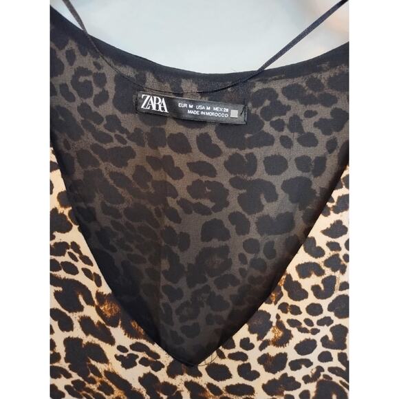 Zara Women's Leopard Print Sleeveless Double Layer V-Neck Tank Top Size M - Picture 2 of 6